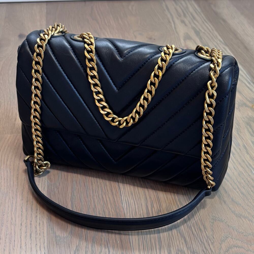 Quince Italian Leather Quilted Convertible Crossbody Bag Black Gold